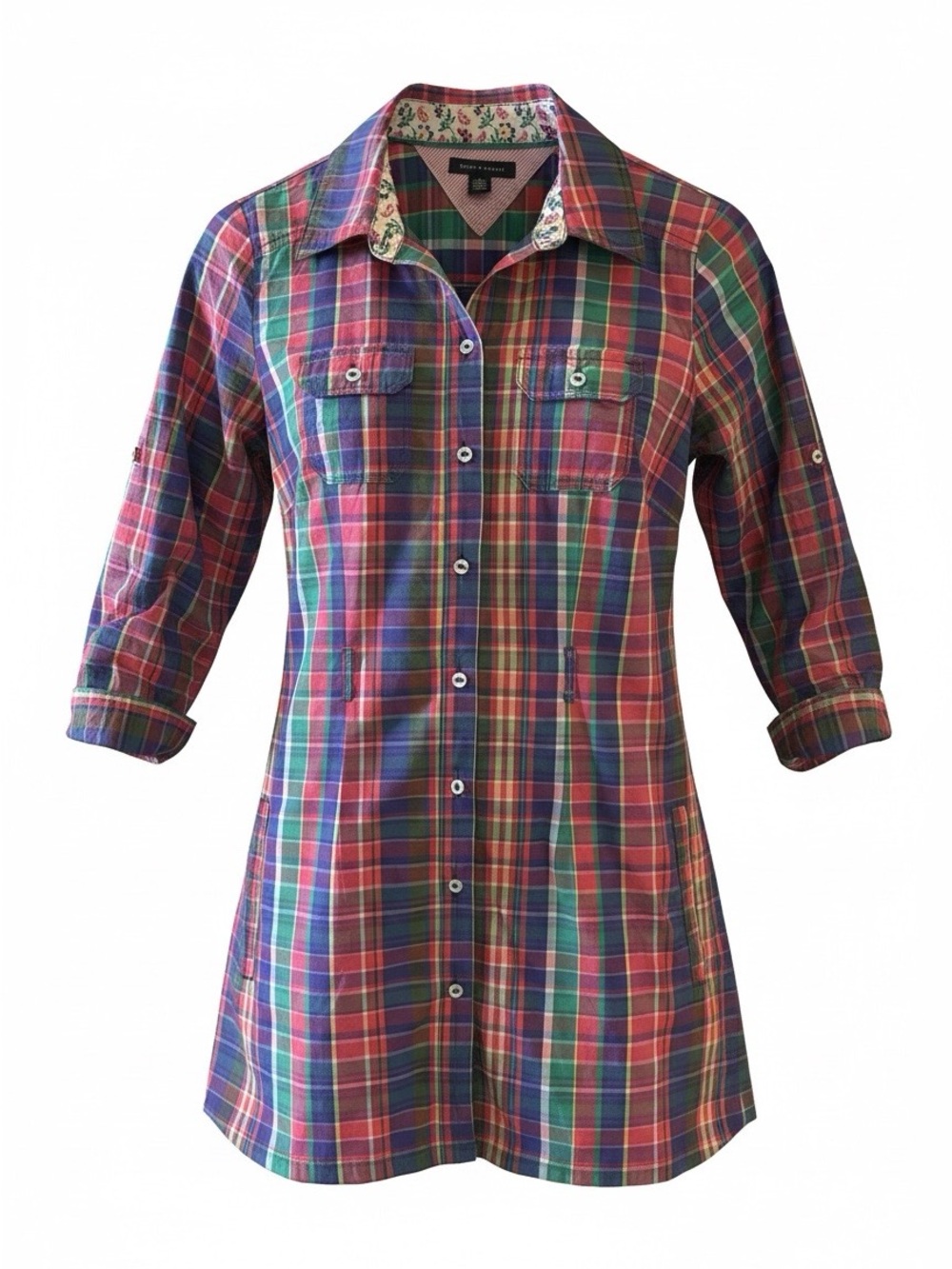 Tommy Hilfiger Multicolor Plaid Button-Down Tunic